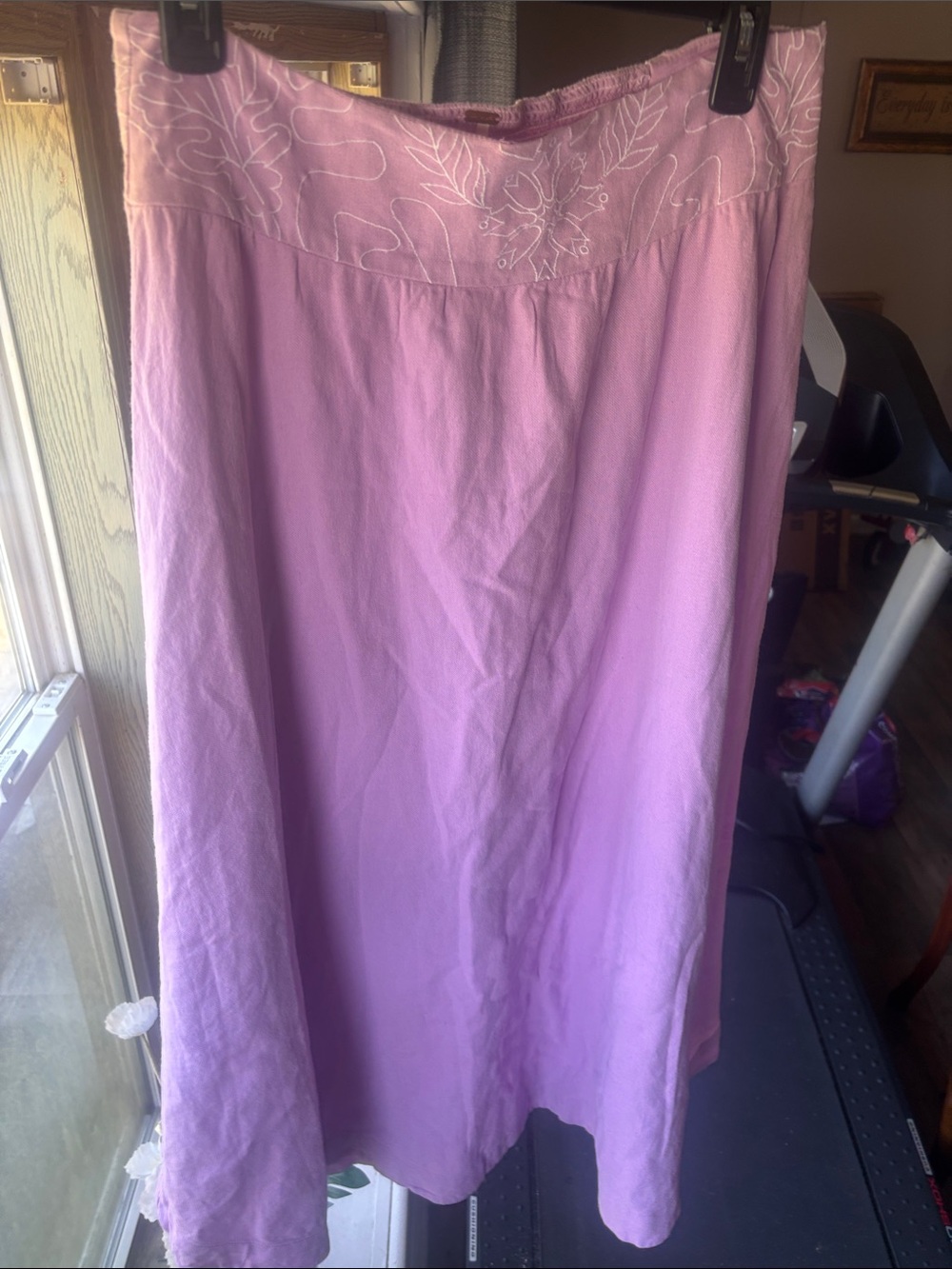 Free People Lilac Embroidered Waist Midi Skirt